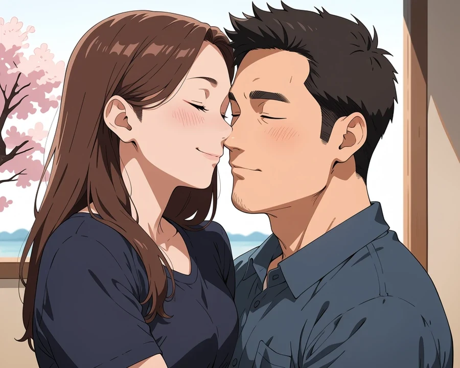 Two adult anime characters sharing a quiet moment, used on the help centre