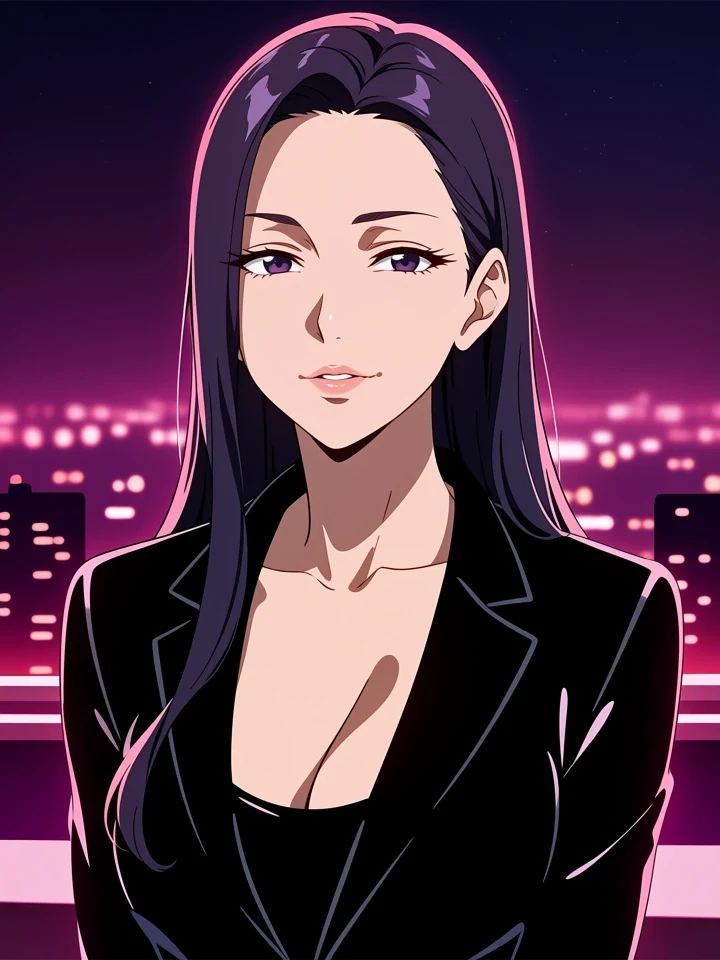 Original adult manhwa illustration of a woman on a rain-lit balcony in a black velvet robe